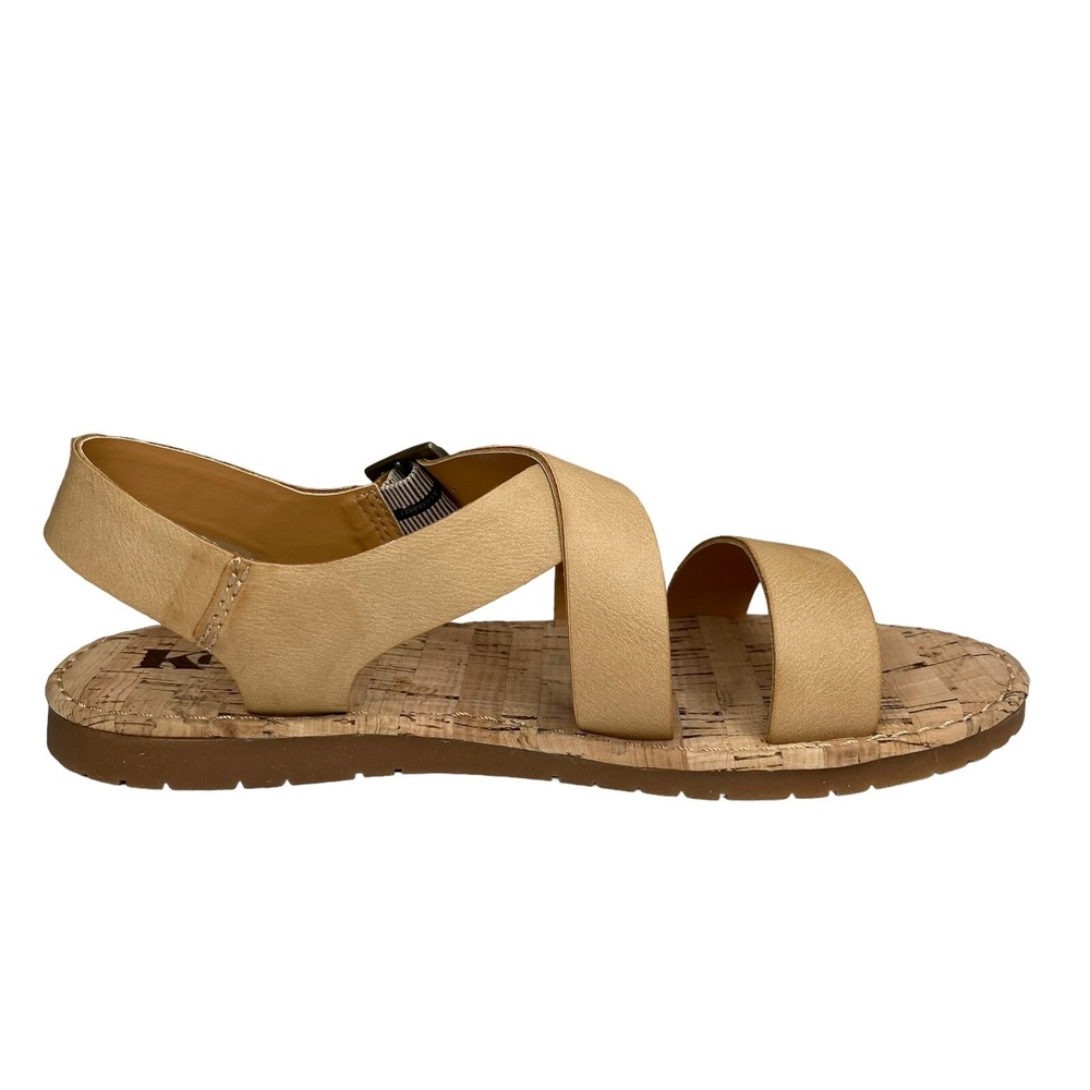 Korks Justicia Women's Strappy Flat Sandals‎ Size 7 Natural Beige Casual Shoes - Picture 10 of 13